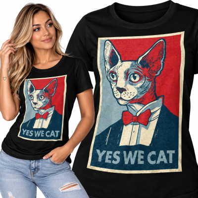 DAMSKA ŚMIESZNA KOSZULKA YES WE CAT